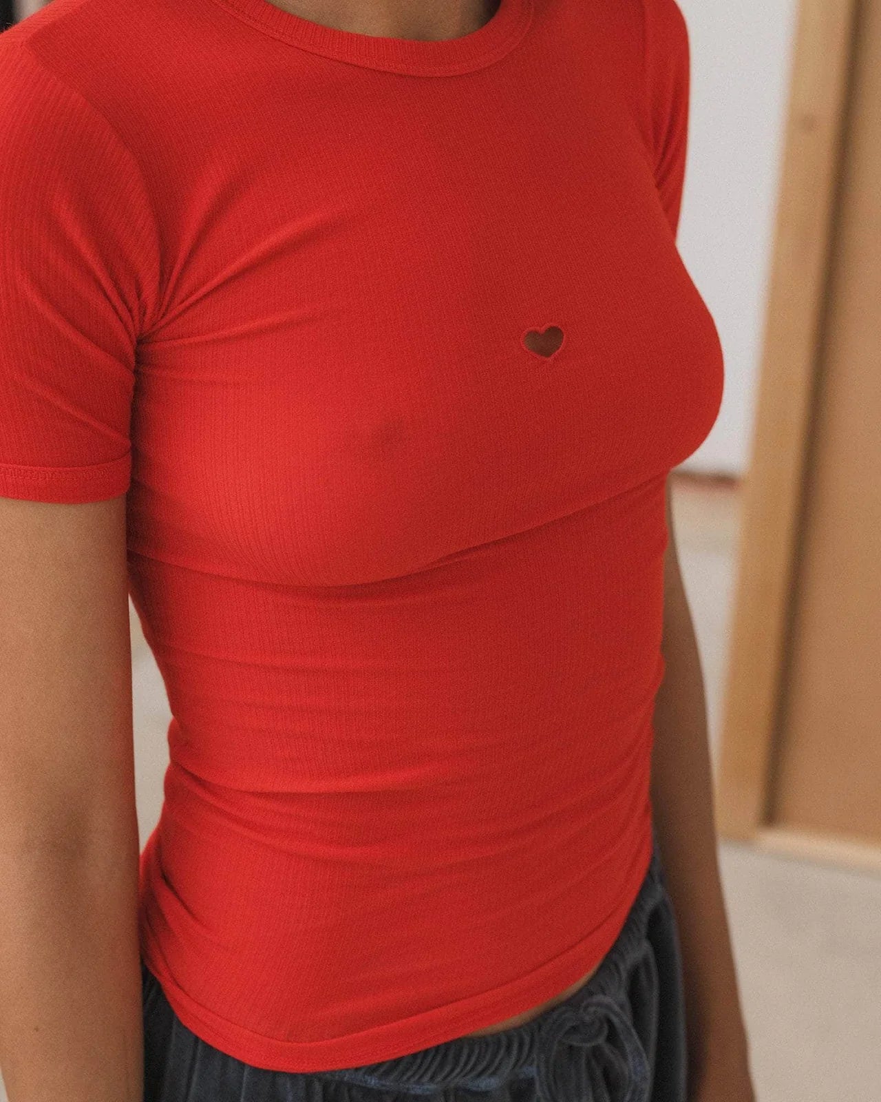 Heart Tee Shirt - Fine Organic Cotton Rib