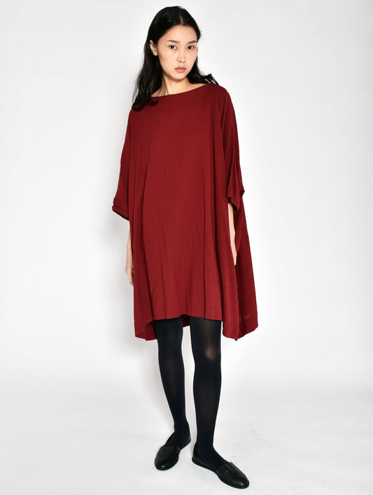 Coarse Cotton Box Dress / Garnet