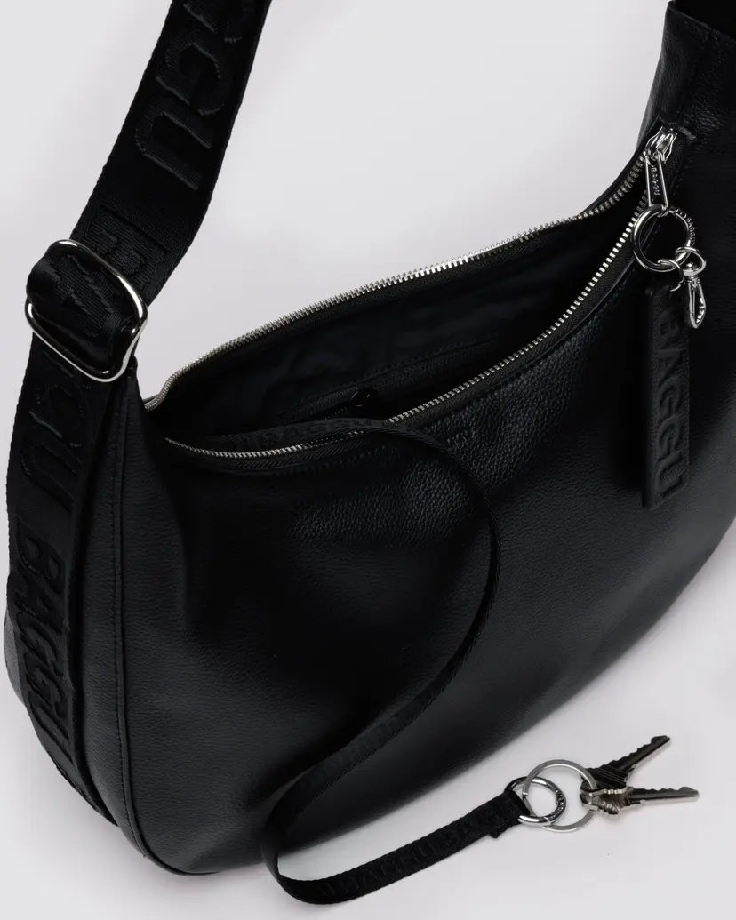 Medium Recycled Leather Crescent Bag