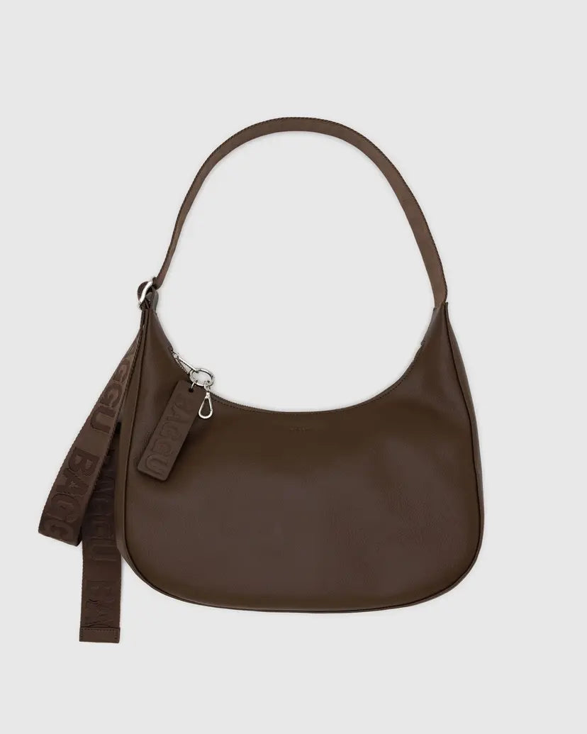 Medium Recycled Leather Crescent Bag