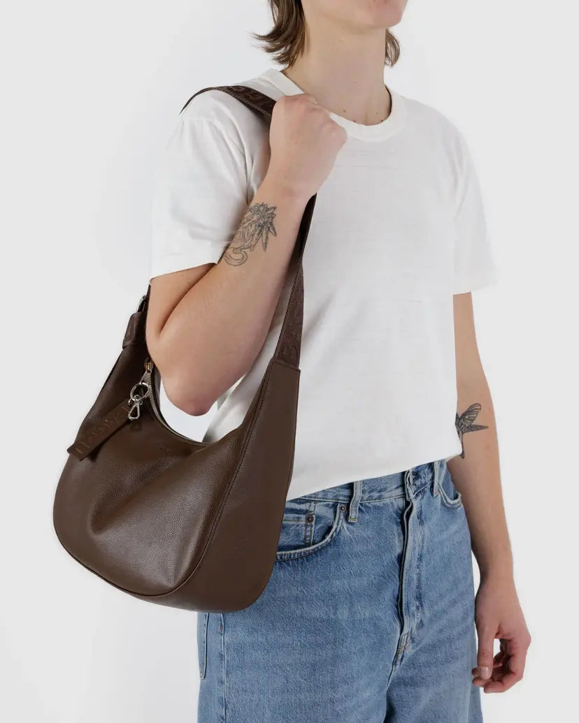 Medium Recycled Leather Crescent Bag