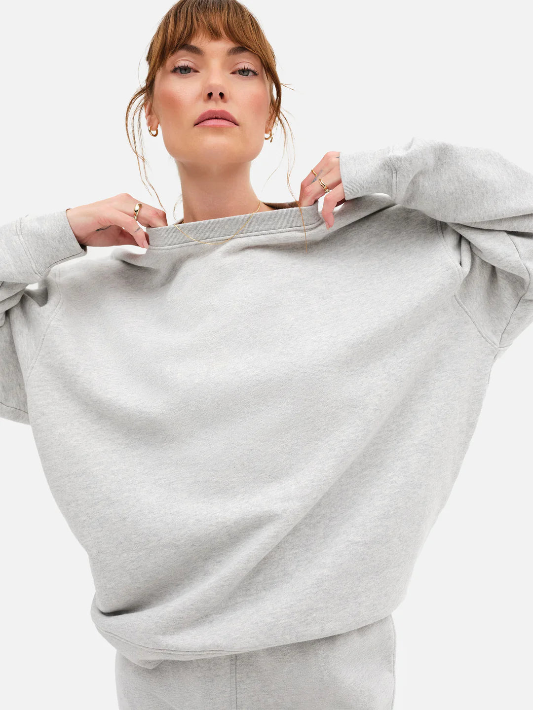 Fleece Oversized Sweatshirt / Heather Grey